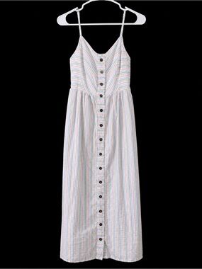 ModCloth Pastel Striped Button-Front Midi Dress - Multi